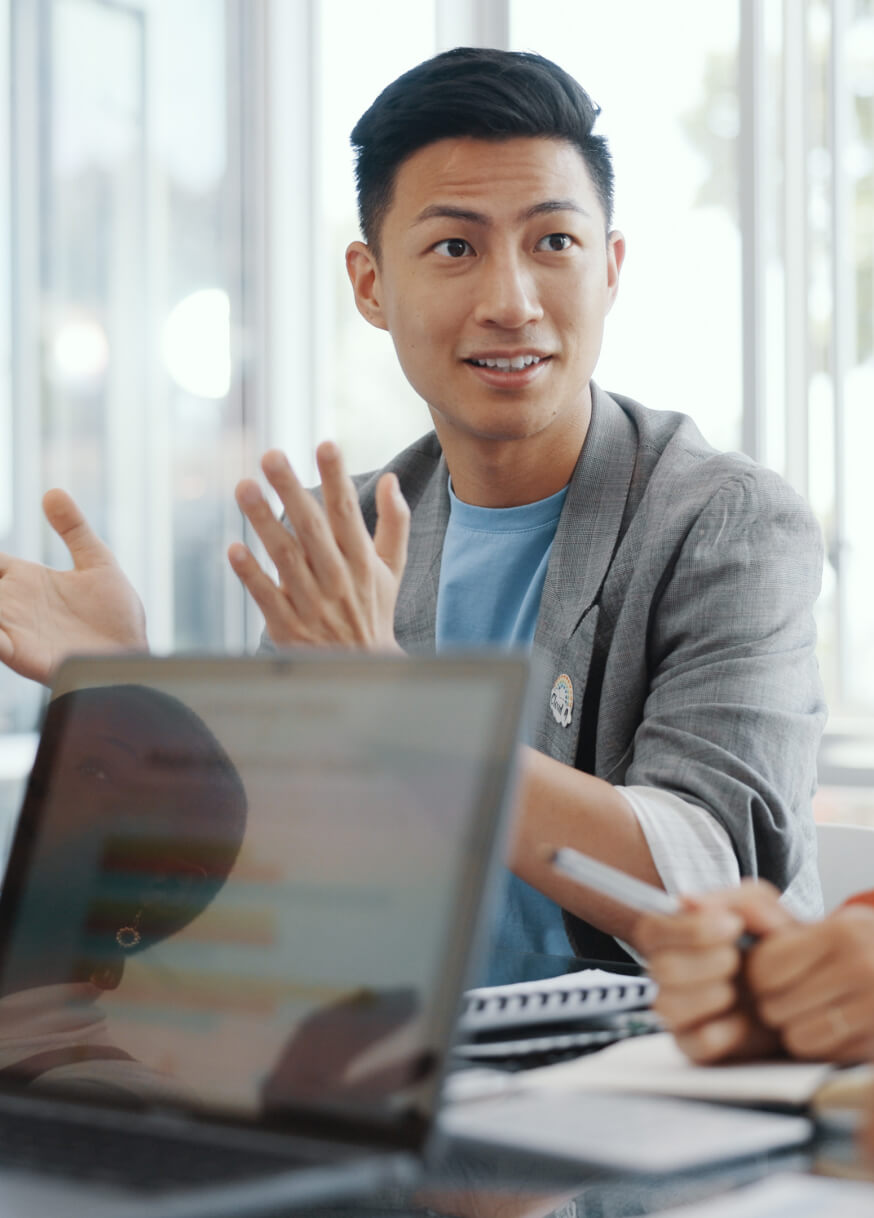 Man talking during a meeting